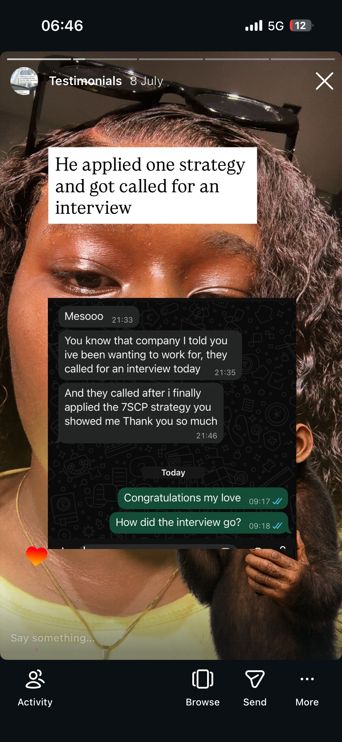 Testimonial — interview result